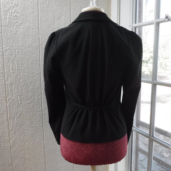 Max Studio Black Long Sleeve Button Up Pleated Back Jacket - Picture 5 of 6